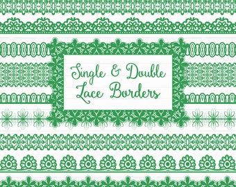 Green Lace Borders Clipart & Vectors - Green Lace Borders, Green Vector Lace Borders