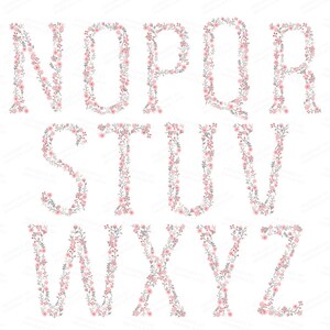 Professional Floral Alphabet Clipart & Vectors Pink And Grey Floral Monogram, Floral Alphabet Clip Art, Floral Wedding Clipart image 5