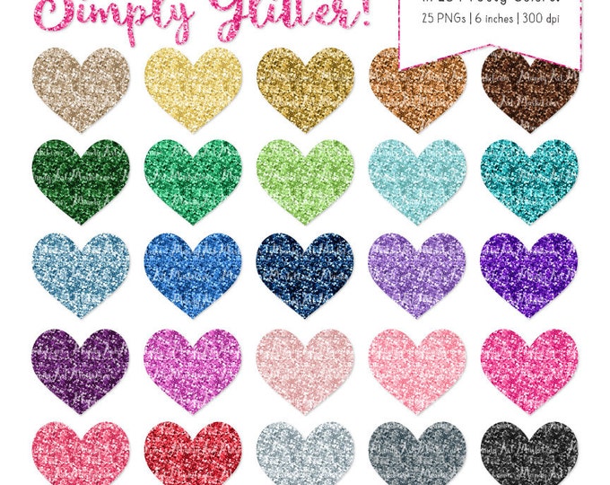 Glitter Hearts Clipart - Rainbow Heart Clip Art, Glittery Graphics, PNG ...