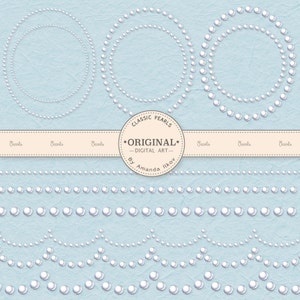 Premium Pearl Wedding Clip Art Borders & Frames - Pearl Clipart, Wedding Clipart, Pearl Digital Frames, Wedding Digital Frames, Pearl Border