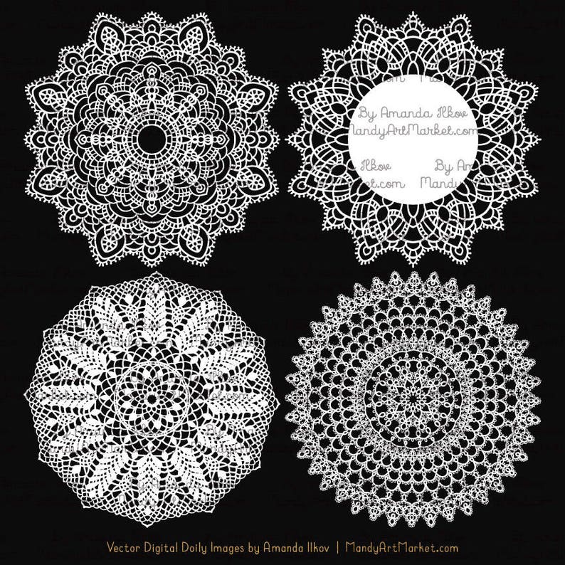 Premium Large White Lace Doily Vectors Doily Clipart Images, Digital Vector Doilies, White Clipart Doily image 4