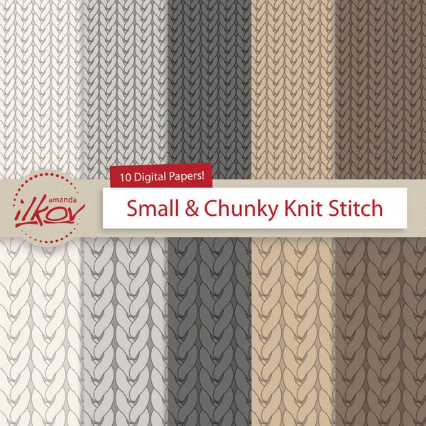 Chunky Knit & Schlauchverband stricken Digitalpapier für Scrapbooking, Basteln und mehr - von Amanda Ilkov
