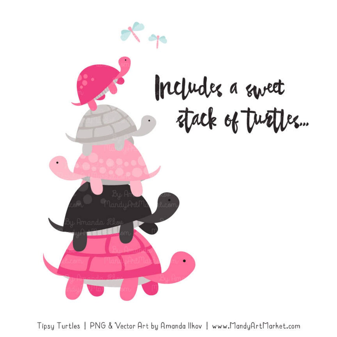 Professional Turtle Stack Clipart in Hot Pink - Turtle Clipart, Turtle ...