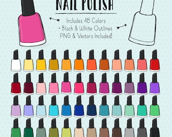 Rainbow Doodle Nail Polish Clipart - Beauty Clipart, Makeup Clipart, Nail Polish Vectors