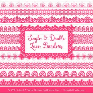 Hot Pink Lace Borders Clipart & Vectors - Hot Pink Lace Borders, Hot Pink Vector Lace Borders