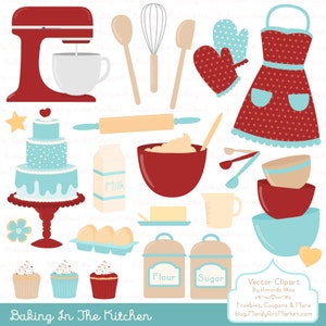 Professional Baking Clipart & Vectors in Red Robin - Kitchen Clipart,  Baking Vectors, Baking Clip Art, Cooking Clipart, Apron Clipart