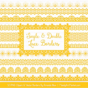 Yellow Lace Borders Clipart & Vectors - Yellow Lace Borders, Yellow Vector Lace Borders