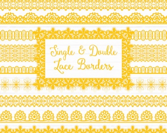 Yellow Lace Borders Clipart & Vectors - Yellow Lace Borders, Yellow Vector Lace Borders