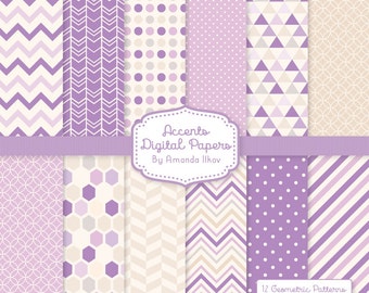 Professional Geometric Digital Papers & Vectors in Lavender - Geometric Patterns, Digital Paper, Vector Patterns, Geometric Papers