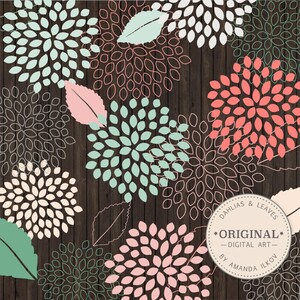 Premium Dahlia Clipart &amp; Vectors Mint and Coral Dahlia Clip - Etsy