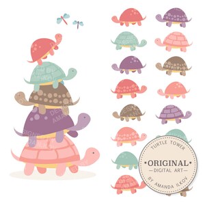 Premium Girls Turtle Tower Clip Art & Vectors - Pink Turtles, Turtle Clipart, Turtle Stack, Turtles Clip Art, Turtle Vectors, Cute Turtles