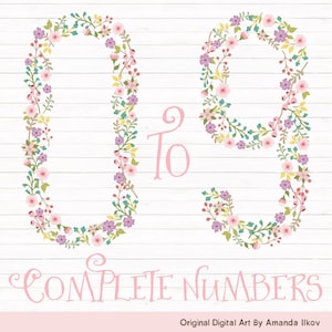 Premium Floral Numbers Clipart & Vectors in Garden Party - Summer Flower Numbers, Summer Floral Numbers, Vector Floral Numbers