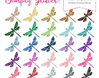 Professional Glitter Dragonfly Clipart - Glitter Dragonflies, Glitter Clipart, Sparkle Dragonflies, Glitter Dragonfly