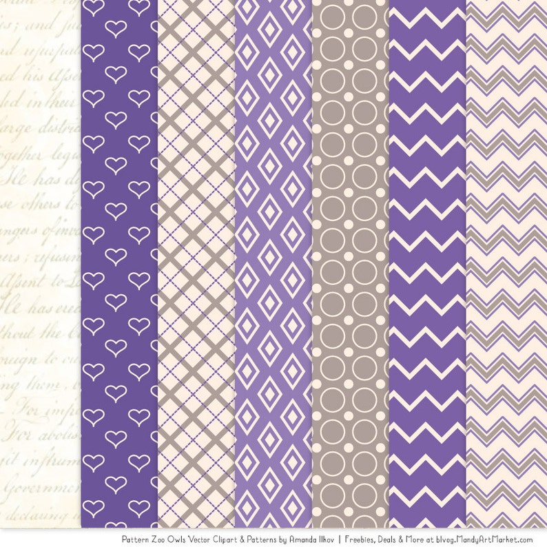 Patterned Purple Owls Clipart and Digital Papers purple Owl Clipart, Owl Vectors, Baby Owls, Cute Owls image 4