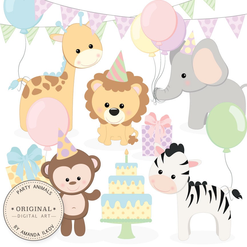 Professional Baby Birthday Party Animals Clipart Vector Set Etsy Professional Baby Birthday Party Animals Clipart Vector Set Etsy