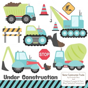 Premium Fresh Construction Clipart Truck Clipart, Construction Clip Art, Vector Construction Trucks, Construction Equipment, Diggers image 1