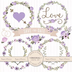 Premium Wedding Floral Clipart & Vectors - Lavender Wedding Clipart, Wedding Vectors, Wedding Flowers, Poppy Clipart