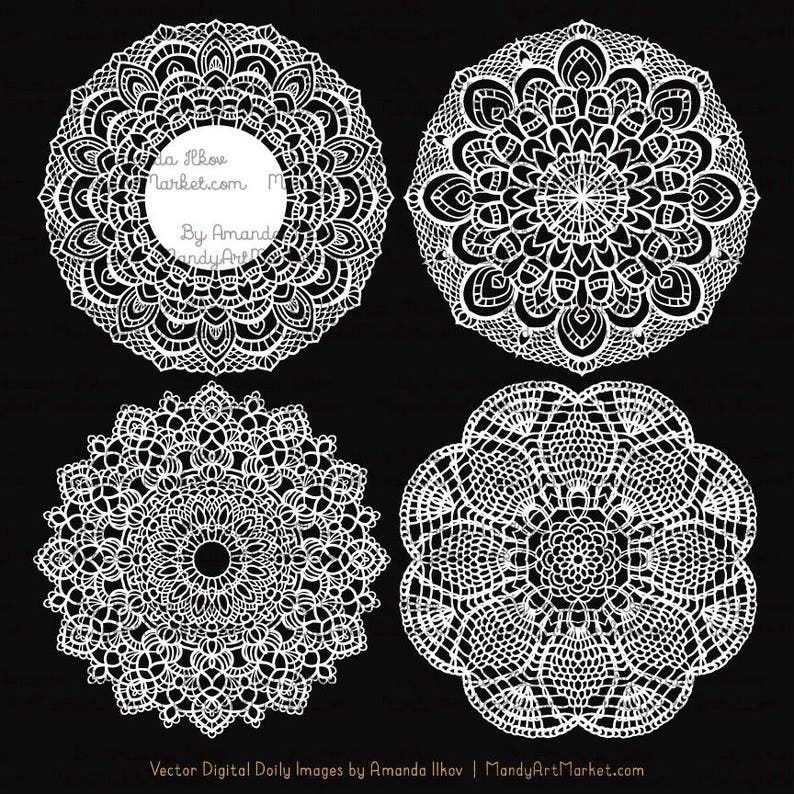 Premium Large White Lace Doily Vectors Doily Clipart Images, Digital Vector Doilies, White Clipart Doily image 5