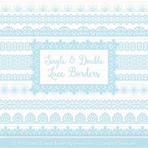 Soft Blue Lace Borders Clipart & Vectors - Soft Blue Lace Borders, Soft Blue Vector Lace Borders