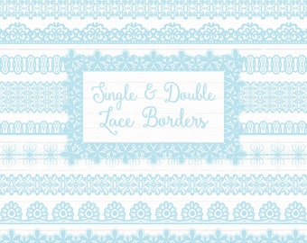 Soft Blue Lace Borders Clipart & Vectors - Soft Blue Lace Borders, Soft Blue Vector Lace Borders