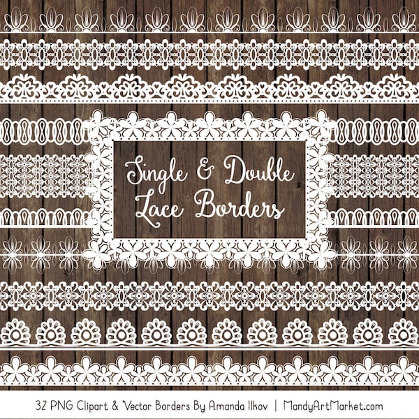 White Lace Borders Clipart & Vectors - White Lace Borders, White Vector Lace Borders