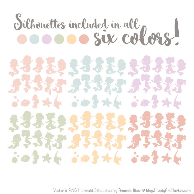 Professional Mermaid Silhouettes Clipart in Grandmas Garden Girl ...