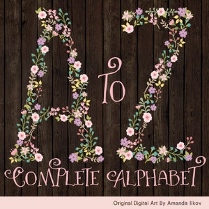 Professional Floral Alphabet Clipart & Vectors - Floral Monogram Clip Art, Floral Alphabet Clip Art, Floral Letters, Wedding Clipart