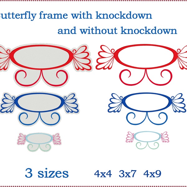 Butterfly frame embroidery designs.  With knockdown and without - 3 sizes, 6 designs