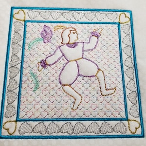 Lords a Leaping 4-5" trapunto quilt block embroidery designs.    4" and 5" sizes,  QAYG ith styles