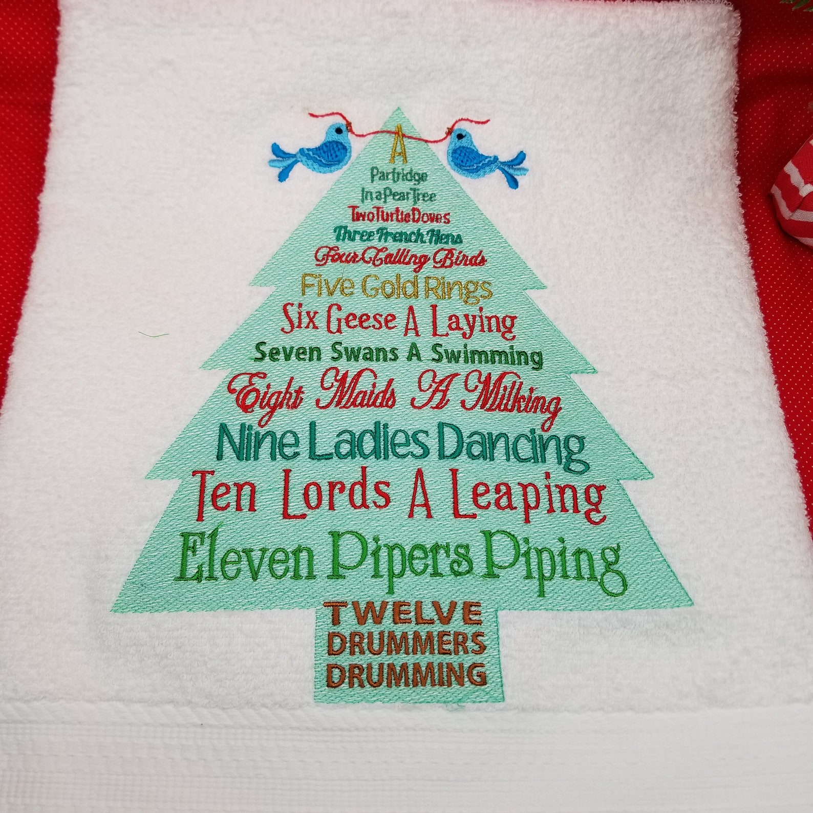 12 Days of Christmas Tree Word Art Embroidery Design. With - Etsy