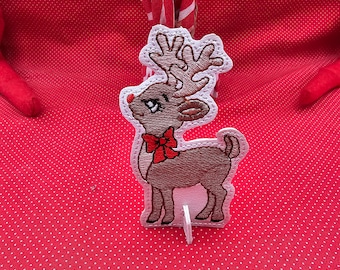 Reindeer Patchie little people embroidery design ITH -  2 sizes - 4x4 and 5x5 -