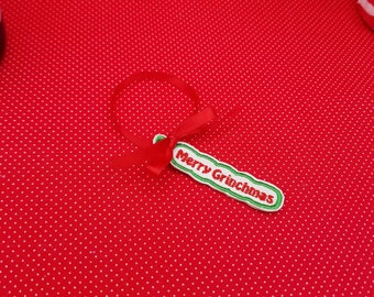 Merry Grinchmas charm embroidery design, bag tag, bottle tag, gift tag, holiday charm