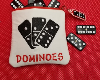 Dominoes zip bag with charm embroidery designs.  4x4 and 5x5 and 6x6 sizes