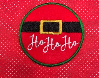 Ho Ho Ho  Car Coaster ITH  embroidery design.   2.75" circle coasters