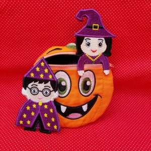 Patchies bundle-Pumpkin zipper bag ITH, fully lined embroidery design -  2 sizes  8 files