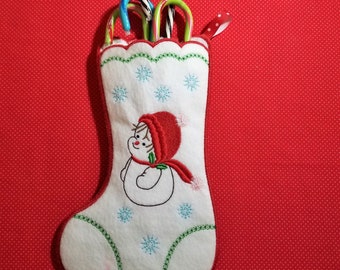 Snowbaby stocking embroidery design In the hoop -3 SIZES - 2 STYLES