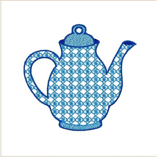 Coffee pot-Tea Pot embroidery design Tiny Treasures Collection motif fill 2" and 3"