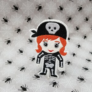 Girl Patchie little people embroidery design ITH -  2 sizes - 4x4 and 5x5 - Girl Skeleton patchie only