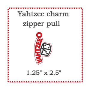 Yahtzee bag, charm embroidery designs. 5x6-1/2 top zip bag image 2