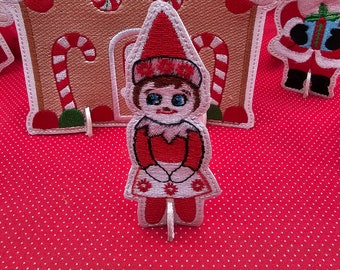Elf girl Patchie little people embroidery design ITH -  2 sizes - 4x4 and 5x5 -