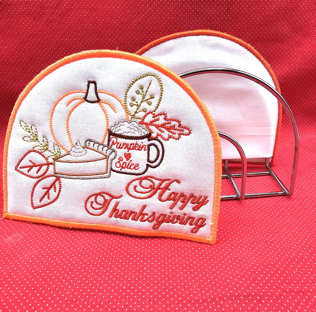 Happy Thanksgiving Napkin Holder Cover Embroidery Design. 5x7 in the ...