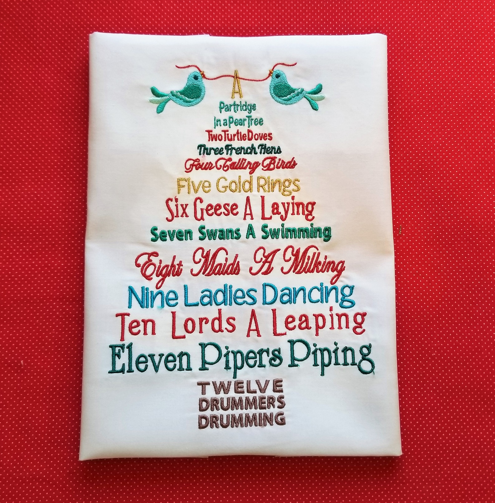 12 days of Christmas tree word art embroidery design. | Etsy