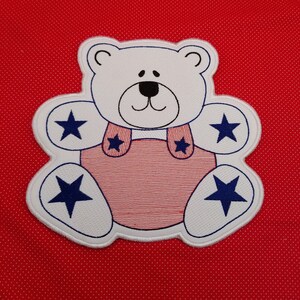 Teddy bear patriotic hot plate-potholder-mug rug embroidery design - 3 sizes 5-6-8 inch
