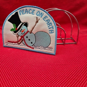 Frieden Schneemann Serviettenhalter Cover Stickerei Design. 13x18 im Hoop Design