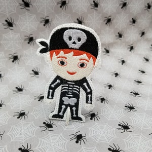 Boy Skeleton Patchie little people embroidery design ITH -  2 sizes - 4x4 and 5x5- Boy skeleton only