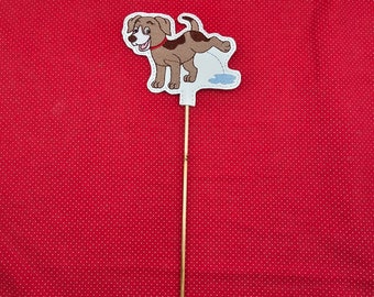 Dog peeing plant garden stake embroidery designs.  2 sizes 4" and 5"