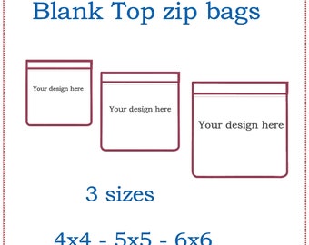 Blank zip top bag embroidery designs.  3 sizes 4" 5" 6"