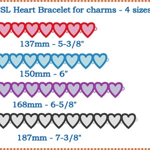 FSL Corazón Pulsera bordado diseño para encantos y letras.   4 tamaños.  amuletos de letras son perfectos!