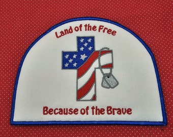 Land of the Free Napkin Holder Cover embroidery design.  5x7 in the hoop design