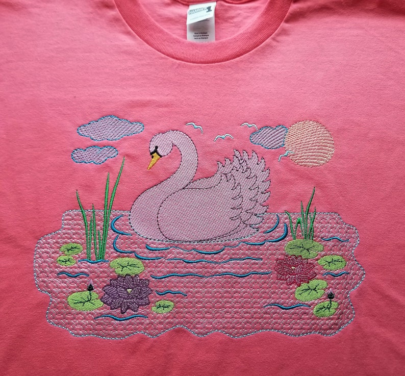 Swan Lake embroidery design 7x9 Pillow quilt tote t-shirt